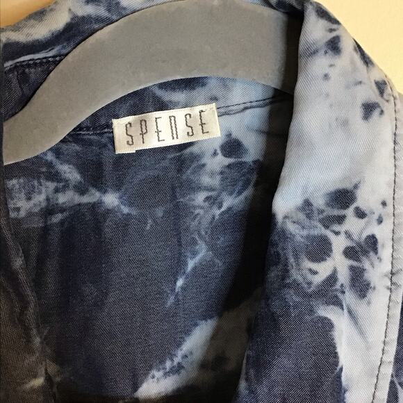 Spense Women Tie Dye denim Dress Sz. Sm button front Ruffle bottom NWT - Picture 9 of 10